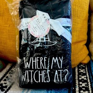 Brand New Rae Dunn “Where are All My WitchesAt?” Halloween Set of 2 Hand Towels